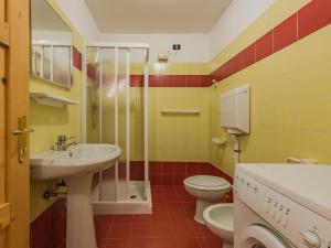 a bathroom with a sink and a toilet and a shower at Apartment Abete by Interhome in Rabbi
