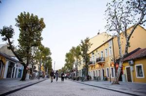 a group of people walking down a street at The Vibe Spot in Podgorica