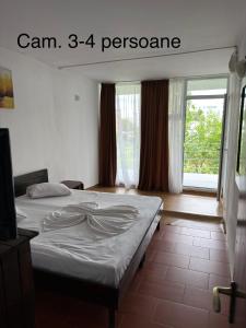 a bedroom with a bed in a room with a window at Complex GEC-HISTRIA Mamaia in Mamaia