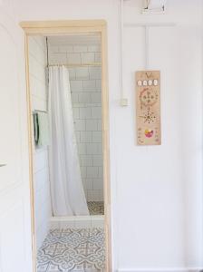 a bathroom with a shower with a mirror at MOHA guesthouse in Szokolya +291 photos