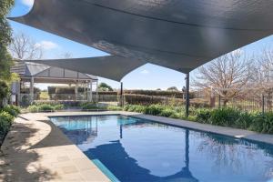 an overhead view of a swimming pool under a canopy at Three Acres, Barossa Valley in Williamstown