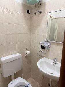 a bathroom with a toilet and a sink at Agriturismo Terra Del Mare in Fossalòn