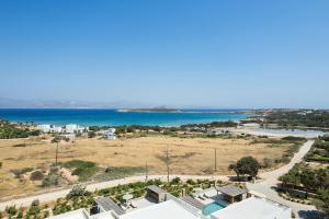 an aerial view of the beach and the ocean at Noble Pearl Villas Paros in Santa Maria