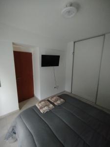 a bedroom with a large bed with a large mirror at WB1c in Puerto Madryn +5 photos