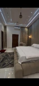 a bedroom with a large bed and a couch at Emilomo Luxury Apartment in Idowu