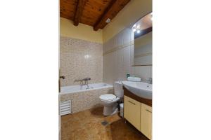 a bathroom with a toilet and a tub and a sink at Villa Epavlis in Plaka +8 photos