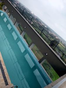 an overhead view of a large swimming pool at Eden Homes in Nairobi