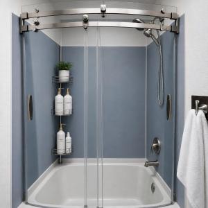 a shower with a glass enclosure in a bathroom at Remodeled, Spacious, Modern Retreat 5 BR, 3BA, 2KIT in Shoreline +27 photos