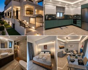a collage of four pictures of a house at Keti's Elite in Athens