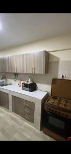 a kitchen with a stove and a counter top at 2 Bedroom Apartment Kitengela in Kitengela 
