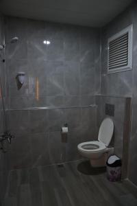 a bathroom with a toilet and a shower at Gold Apart Otel in Mersin