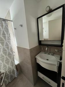 a bathroom with a sink and a mirror at MyN 2 in La Plata