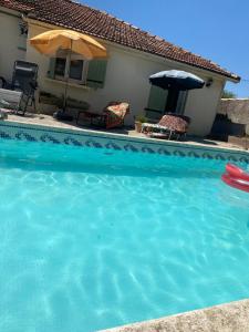 a large swimming pool with a frisbee in it at Villa Oasis Bollène in Bollène