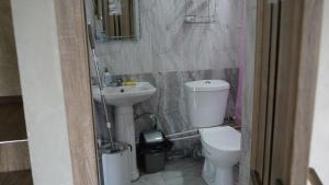 a small bathroom with a toilet and a sink at Jermuk garden in Kechʼut
