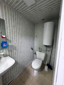 a small bathroom with a toilet and a sink at Sweet Home 3 in Sevan