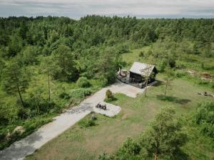 an aerial view of a cabin in the middle of a forest at Majakavahi in Sääre