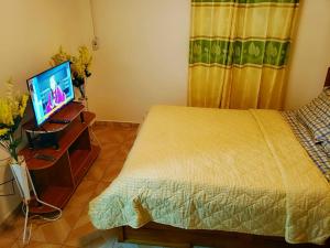 a bedroom with a bed and a television on a table at M & S Multipurpose Center in Yaoundé