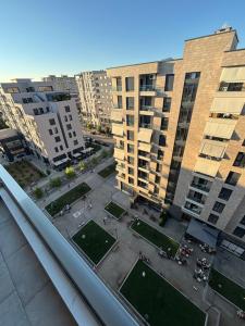 an aerial view of a city with tall buildings at SL Apartment in Tirana