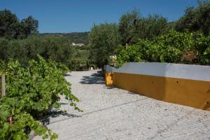 a brick path with a retaining wall and trees at Casa da Quinta da Azeitona 2 - Piscina privada e BBQ na Serra da Gardunha in Fundão +5 photos
