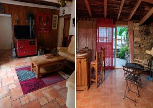 a living room with a couch and a table at Le mas des Anglades in Saint-André-de-Valborgne +4 photos