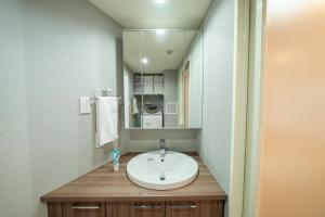 a bathroom with a sink and a mirror at 高田馬場 Yoko hotel shinnjuku, shinokubo 10 people stay, big room in Tokyo +86 photos
