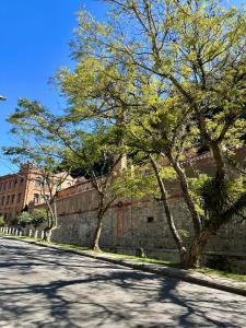 a street with trees on the side of a wall at Casa no centro histórico ,passeio sem carro rock the mountain 2026 in Petrópolis