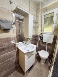 a bathroom with a sink and a toilet at Villa Eden Prijecani in Banja Luka +5 photos