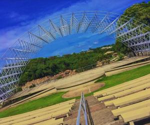 a view of a stadium with a bridge at Pousada Sol do Salto Estância in Salto