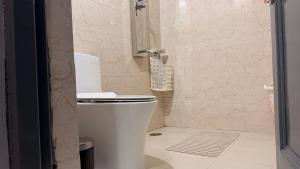 a bathroom with a toilet and a shower at Coco Homes Katra in Katra
