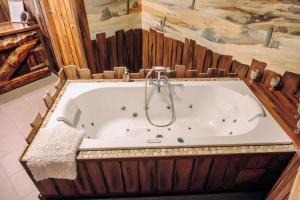 a bath tub with a shower in a bathroom at Guest house Western-city in Chaudfontaine +26 photos