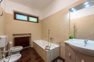 a bathroom with a tub and a toilet and a sink at Lago Azzurro Villa: Infinity Lake View - Happy Rentals in Premeno +37 photos
