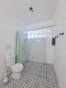 a white bathroom with a toilet and a shower at Maison 3 chambres in Granada +19 photos