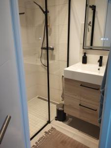 a bathroom with a shower and a sink at House in Clamart