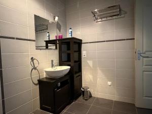 a bathroom with a sink and a mirror at Mas Ferrieres Saint Laurent in Saint-Laurent-le-Minier +53 photos