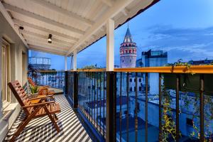 a balcony with a view of a building at World House Boutique Hotel Galata in Istanbul