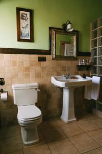 a bathroom with a toilet and a sink at Hotel Rural El Conceyu in Cabanella