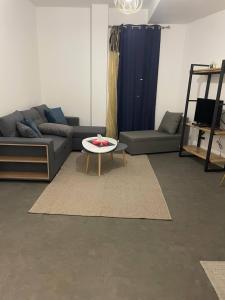 a living room with a couch and a coffee table at Jana holiday in Paris in Arcueil