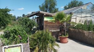 a small house with plants in front of it at Tree Tent Bratislava in Prievoz
