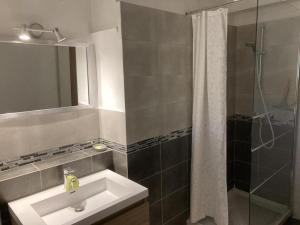 a bathroom with a sink and a shower at Le gîte petit-conil in Correns +12 photos