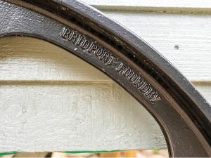 a close up of a bike tire on a bench at Fig Tree Shepherds Hut in Bridport