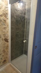 a shower with a glass door in a bathroom at Mas de chalvagne in Val-de-Chalvagne
