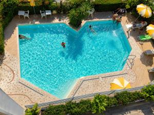 an overhead view of a swimming pool with people in it at PetlyApartments in Bellaria-Igea Marina