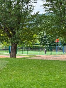 a tree in the middle of a park with a playground at Riva Bianca in Ameglia