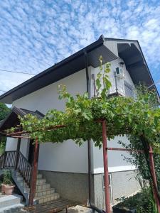a house with a porch and stairs in front of it at Vikendica Miki 2 in Bratunac
