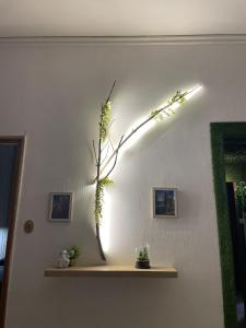 ein Ast mit Lichtern an einer Wand in der Unterkunft BrameL Suite in Lamezia Terme