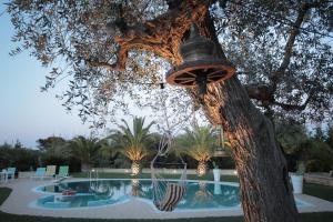 a tree with a light hanging from it next to a pool at Dimore Tinè in Castellana Grotte