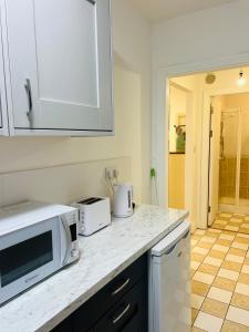 a kitchen with a counter top with a microwave at Ideal Guest House in Carrick-on-Suir +16 photos