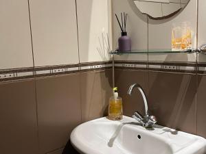 a bathroom with a sink and a mirror at Magdelena in Palanga +31 photos