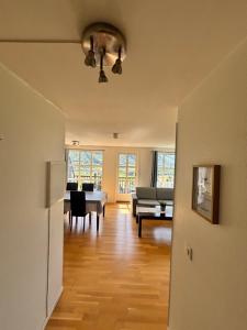 a living room with a couch and a table at Røldal Overnatting in Røldal