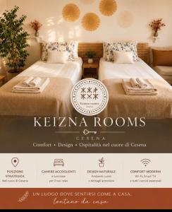 a website of a hotel room with two beds at Keizna rooms Cesena in Cesena